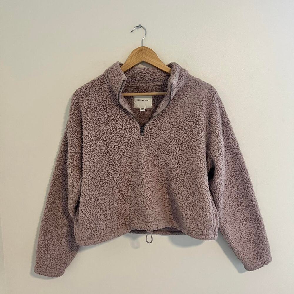 Cozy pink/purple sherpa quarter zip pullover sweatshirt size small